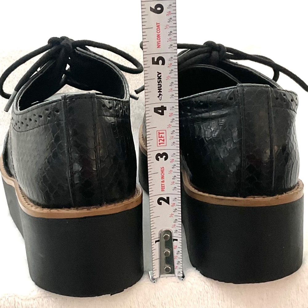 Black Madden Girl G-Class Almond Toe Snake Skin Lace Up Platform Oxfords Sz 6.5M - Picture 9 of 16